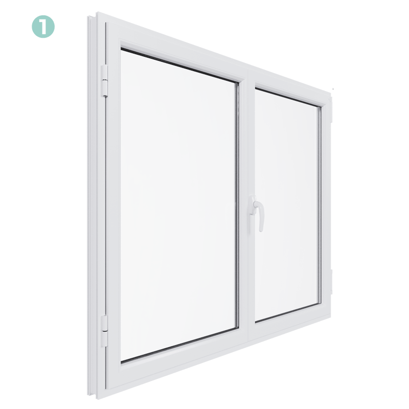 Position de la Poignée Fenêtre PVC 2 Vantaux avec Store