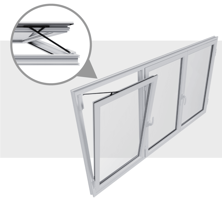 Support d'Ouverture Fenêtre PVC 3 Vantaux