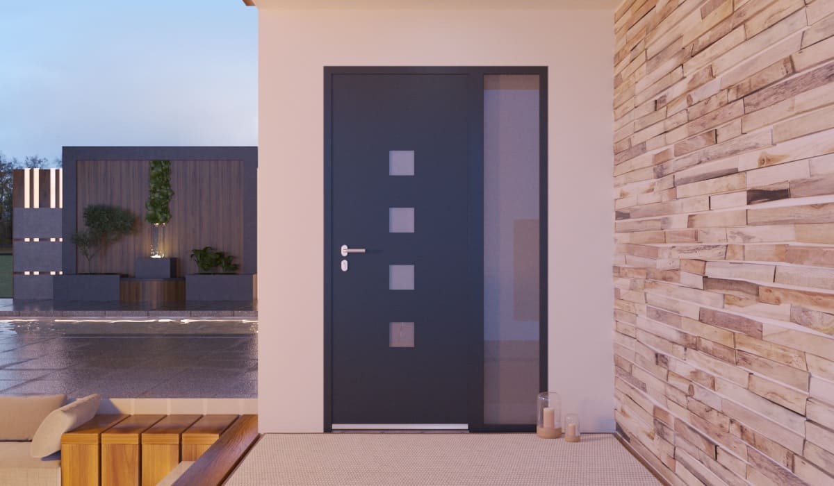 Porte d'Entrée en Aluminium Sur Mesure Capri Tierce Fixe Vitree - Image 2
