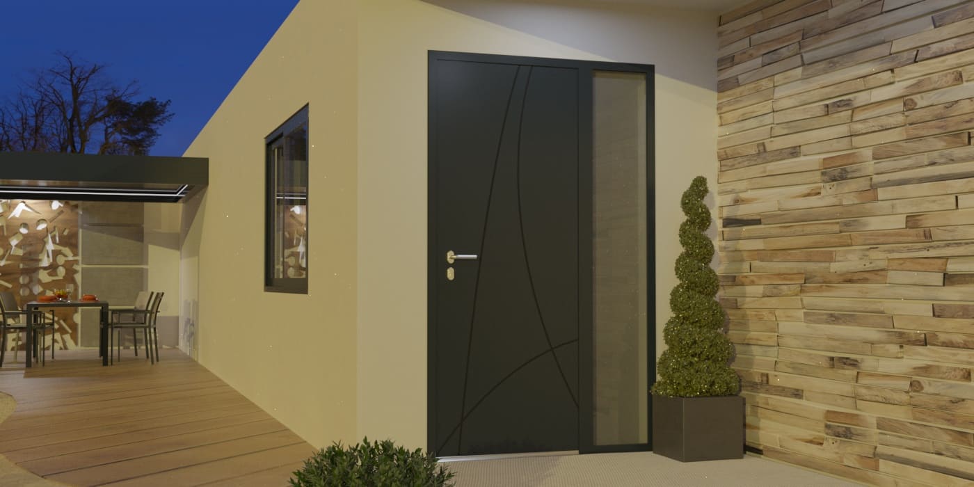 Porte d'Entrée en Aluminium Sur Mesure Ibiza Tierce Fixe Vitree - Image 1
