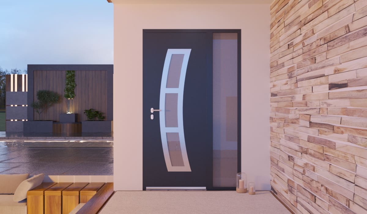 Porte d'Entrée en Aluminium Sur Mesure Lipari Alunox Tierce Fixe Vitree - Image 2