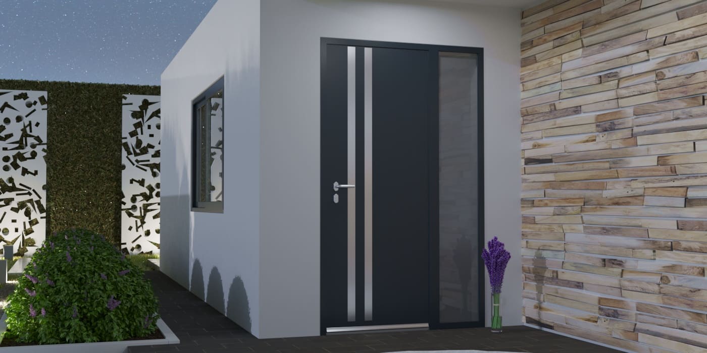 Porte d'Entrée en Aluminium Sur Mesure Madeira Alunox Tierce Fixe Vitree - Image 1