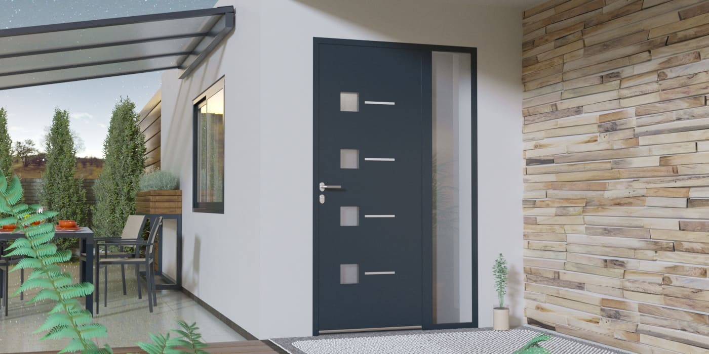 Porte d'Entrée en Aluminium Sur Mesure Paxos Tierce Fixe Vitree - Image 1