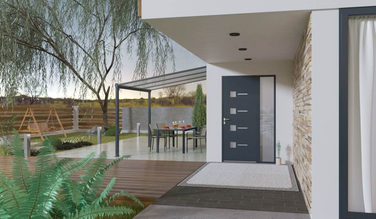 Porte d'Entrée en Aluminium Sur Mesure Paxos Tierce Fixe Vitree - Image 3